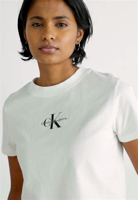 Calvin Klein Jeans Monologo T Shirt Imprimé Bright White Blanc