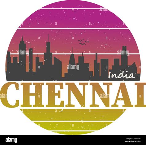 Decorative Chennai Text T Shirt Round Logo Badge Design Stock Vector