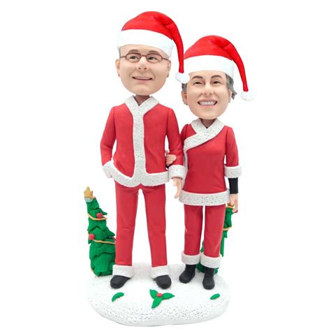 Custom Sweet Christmas Couple Bobbleheads Hand In Hand - Ubobblehead