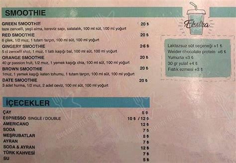 Menu at Palms, Istanbul