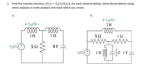 Solved 1 Find The Transfer Function G S V S Vi S Chegg