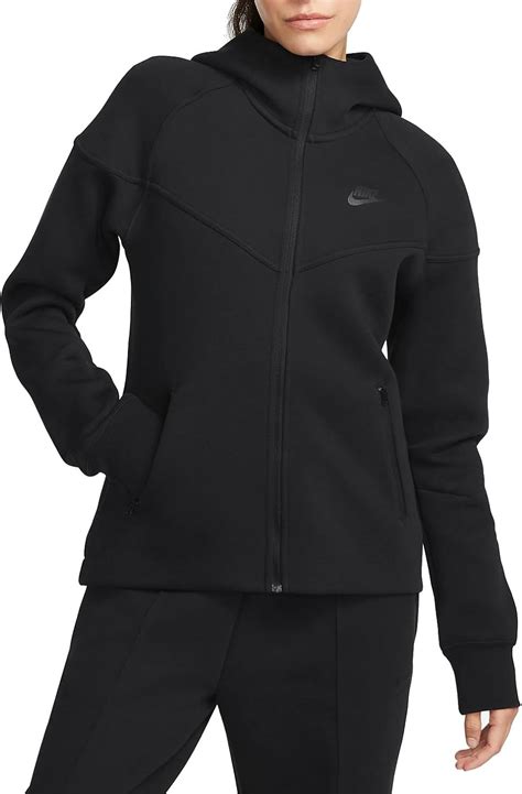 Nike Fb W Nsw Tch Flc Wr Fz Hdy Maglia Lunga Donna Black Black