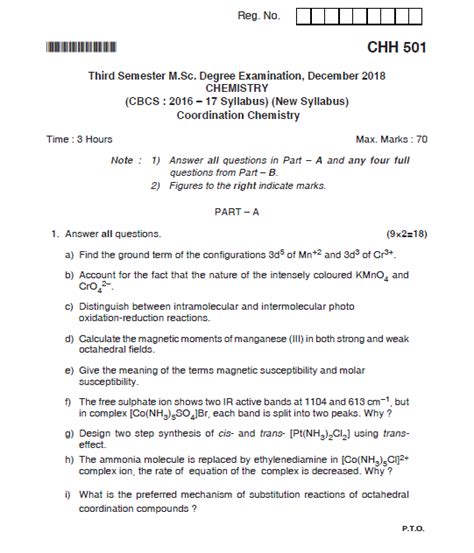 Mangalore University M Sc Chemistry Cbcs Syllabus New