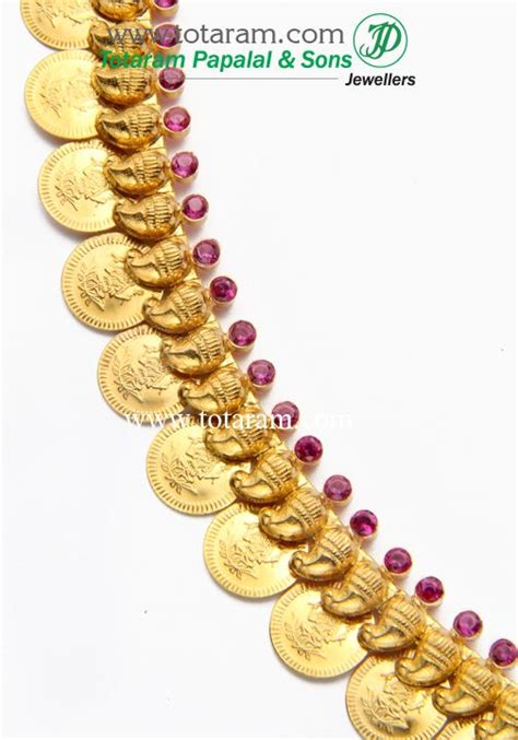 Gn K Gold Mango Lakshmi Kasu Mala Kasulaperu With Red