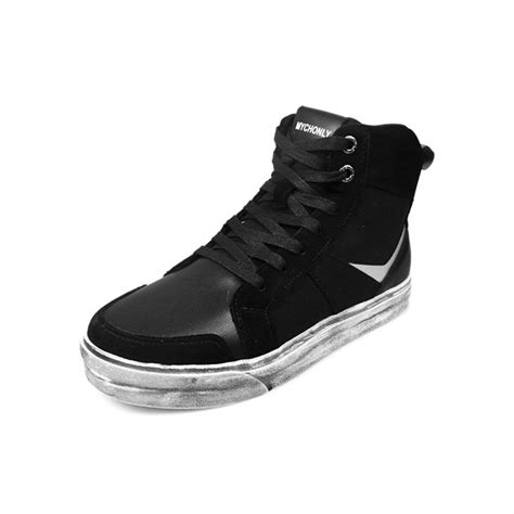 China Customized Black High Top Sneakers Motorcycle Boots Manufacturers ...