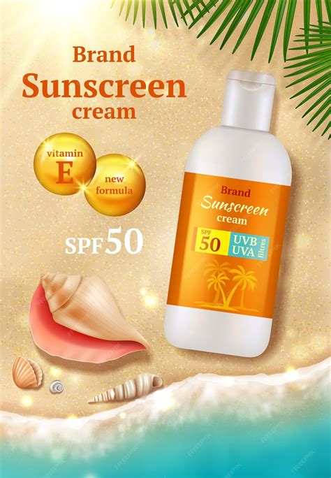 Premium Vector | Sunscreen ads poster. Beauty cosmetic sunblock sand ...