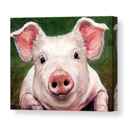 Sweet Little Piglet On Green Canvas Print Canvas Art By Dottie Dracos