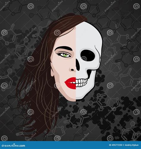 Half Face Skull Stock Vector Illustration Of Lips Bone