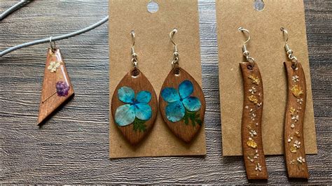 UV Resin Wooden Earrings With Dried Flowers Tutorial YouTube