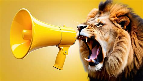 AI generated A Majestic Lion Roaring Through a Megaphone 36456299 Stock ...