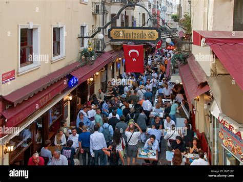 Restaurants at Nevizade Street Beyoglu Istanbul Turkey Stock Photo - Alamy