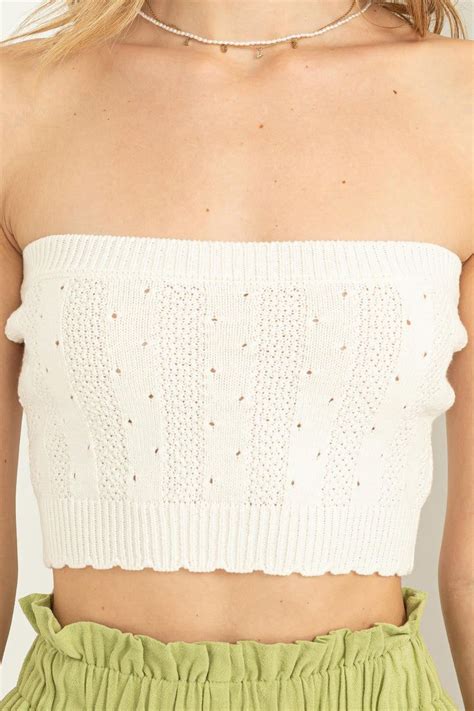 Buxom Babe Whip Cream Knit Tube Top Strapless Crop Top Tube Top Buxom