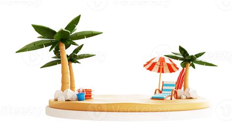 3d Summer Beach Illustration 10833713 Png