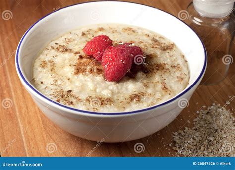 Healthy Breakfast Of Hot Oat Bran Cereal Stock Photo Image Of Seed