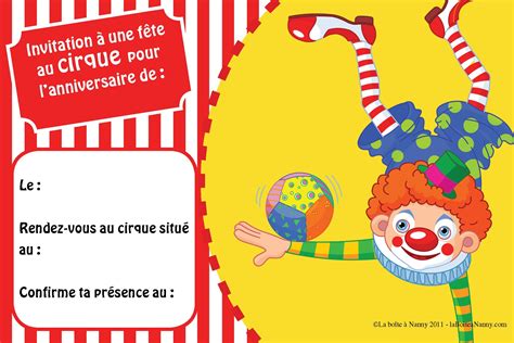 Invitation Anniversaire Th Me Cirque La Bo Te Nanny