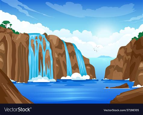 Landscape Waterfalls Vector Png Images Waterfalls Landscape Waterfall