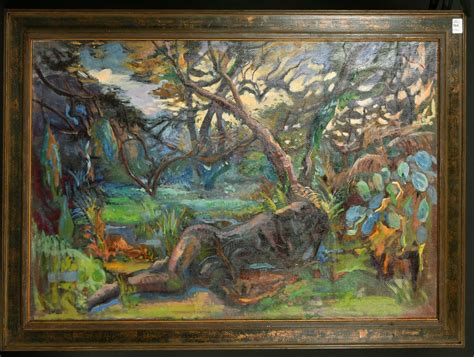 Sold Price Phyllis Bray A Recumbent Female Nude In A Woodland Glade Oil On Canvas