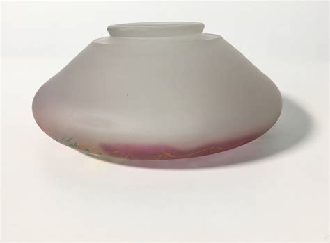 Vintage or Antique Satin Glass Bowl - Hand Painted White w/ Pink Glass ...