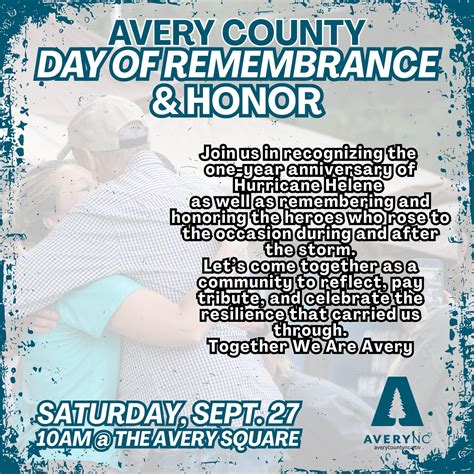 Avery - Save the date!!! Join us in remembering and honoring all those