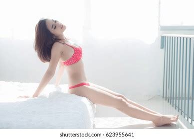 Sexy Beautiful Asian Woman White Lingerie Stock Photo Shutterstock