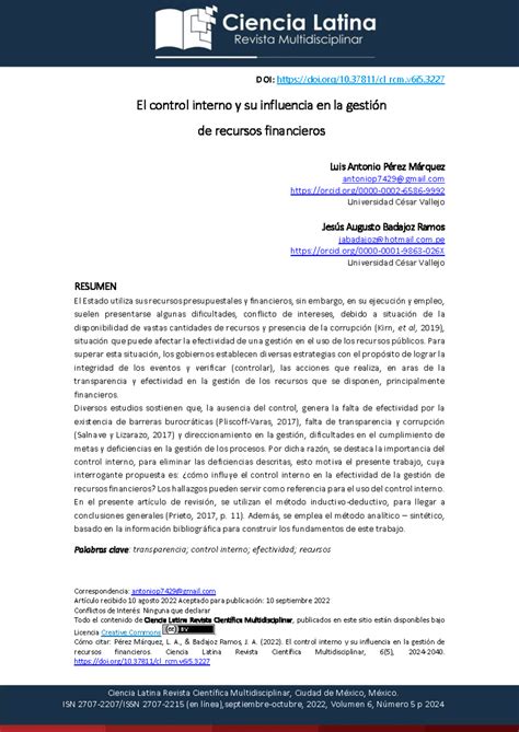 El control interno y su impacto en la gestión financiera estatal - Studocu