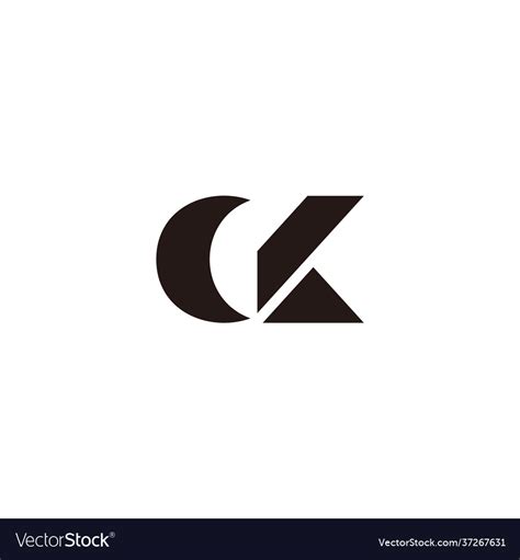 Letter Ck Simple Geometric Design Curve Line Logo Vector Image