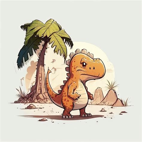 Premium Photo | Concept art of cartoon dinosaur hard line new style drawing