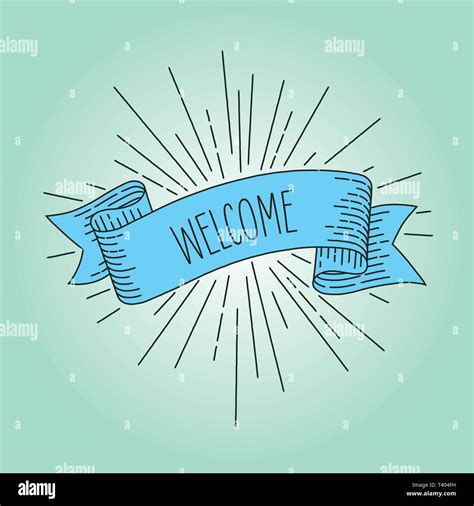 Welcome banner. Ribbon banner design element in vintage look with word ...