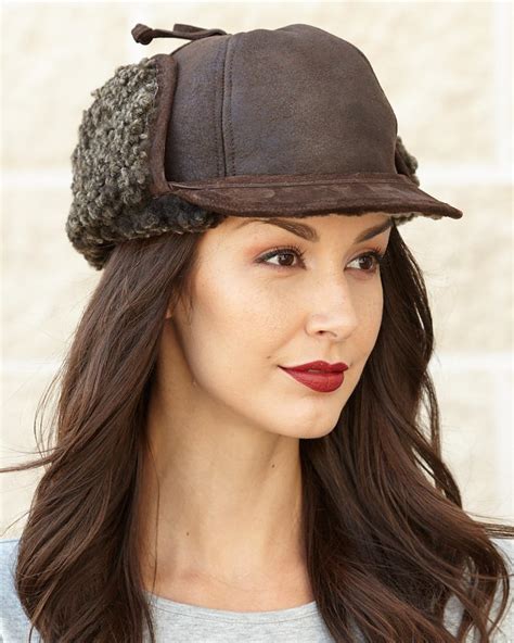 Lady Fudd Shearling Sheepskin Hat In Brown Frost Furhatworld