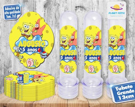 Rótulo Tubete Personalizado Bob Esponja Elo7 Produtos Especiais