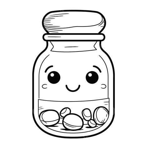 Kawaii Cartoon Jar Of Milk Coloring Page Outline Sketch Drawing Vector