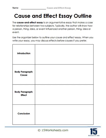 Cause And Effect Essay Worksheets Worksheets