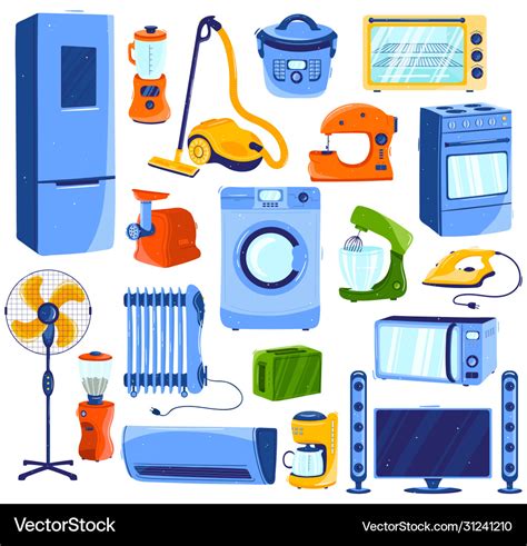 Home Appliances Set Household Electronics Vector Image