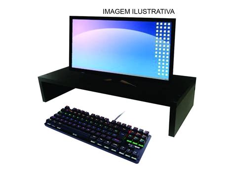 Suporte Base Para Monitor Pc Mesa Ergon Mico Mdf Preto Mm