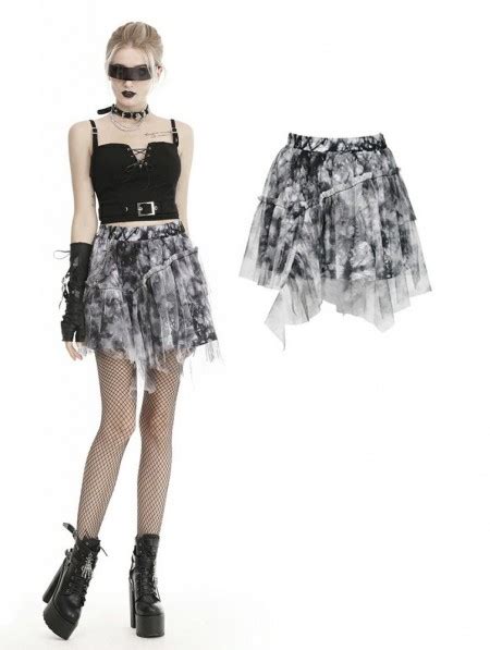 Dark In Love Black Gothic Punk Grunge Decadent Irregular Mini Skirt