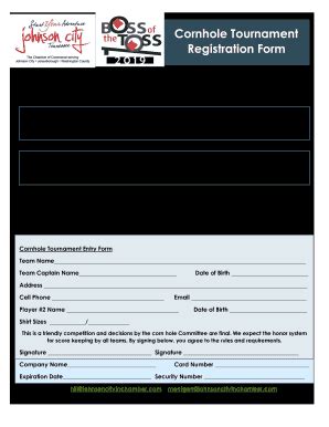 Fillable Online Cornhole Tournament Registration Form Johnson City