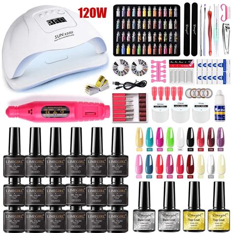 Limegirl Nail Set With 120 54W UV Led Lamp Manicure Set Kit Profesional