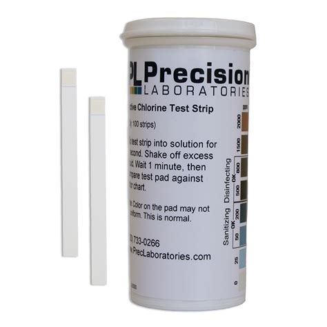 Active Chlorine Test Strip 2000ppm Precision Laboratories Test Strips