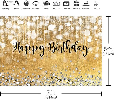 Buy Aperturee X Ft Gold Happy Birthday Backdrop Glitter Bokeh Shiny