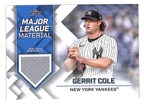 2022 Topps Update Gerrit Cole Major League Material Jersey Patch Card