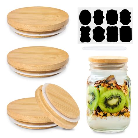 Bamboo Mason Jar Lids Wide Mouth Storage Canning Jar Lids Pack Lids