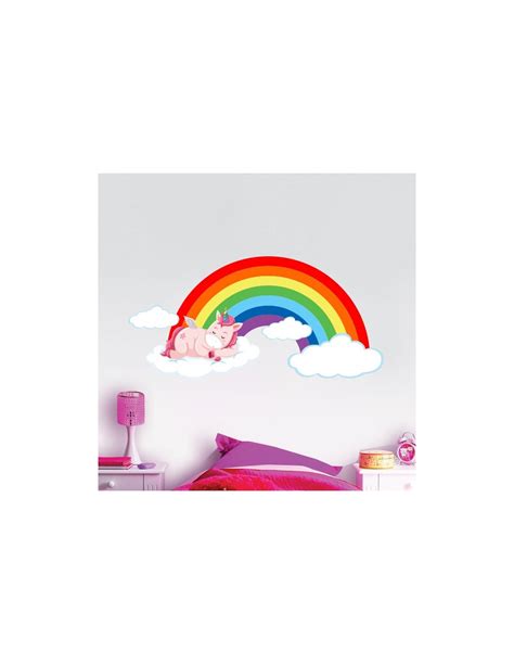 Sticker Licorne Arc En Ciel Nuages Stickers Chambre Fille