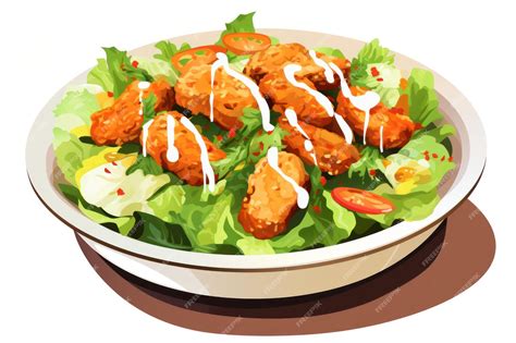 Premium Photo Chicken Caesar Salad Icon On White Background