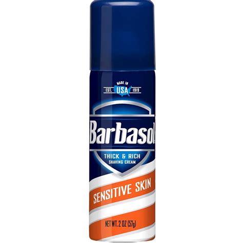 Barbasol Sensitive Skin Thick & Rich Shaving Cream for Men, 2 OZ (Travel Size - TSA Approved ...