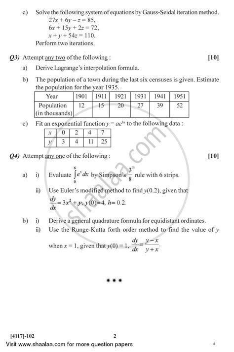 Numerical Analysis 2012 2013 B Sc Mathematics Semester 3 SYBSc