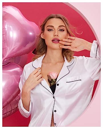 Ekouaer Silk Pajamas Women S Long Sleeve Sleepwear Satin Soft Button