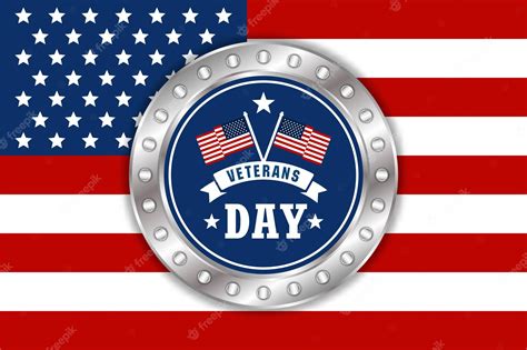 Premium Vector | Veteran day american flag with badge stell design ...