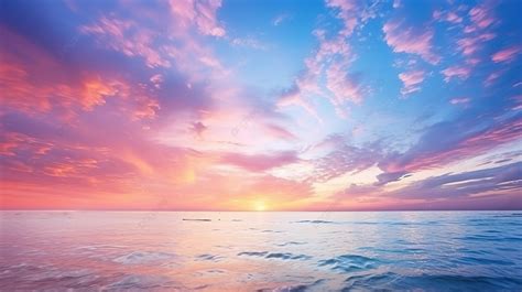 Vibrant Sunset Sky Reflected In The Sea Abstract Nature Background