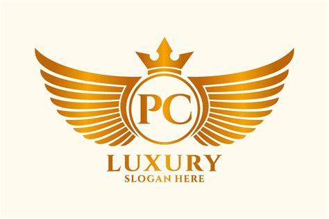 Luxury royal wing Letter PC crest Gold color Logo vector, Victory logo ...