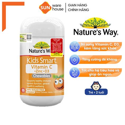 Viên Nhai Natures Way Kids Smart Vitamin Czincd3 Chewable Tablets Bổ